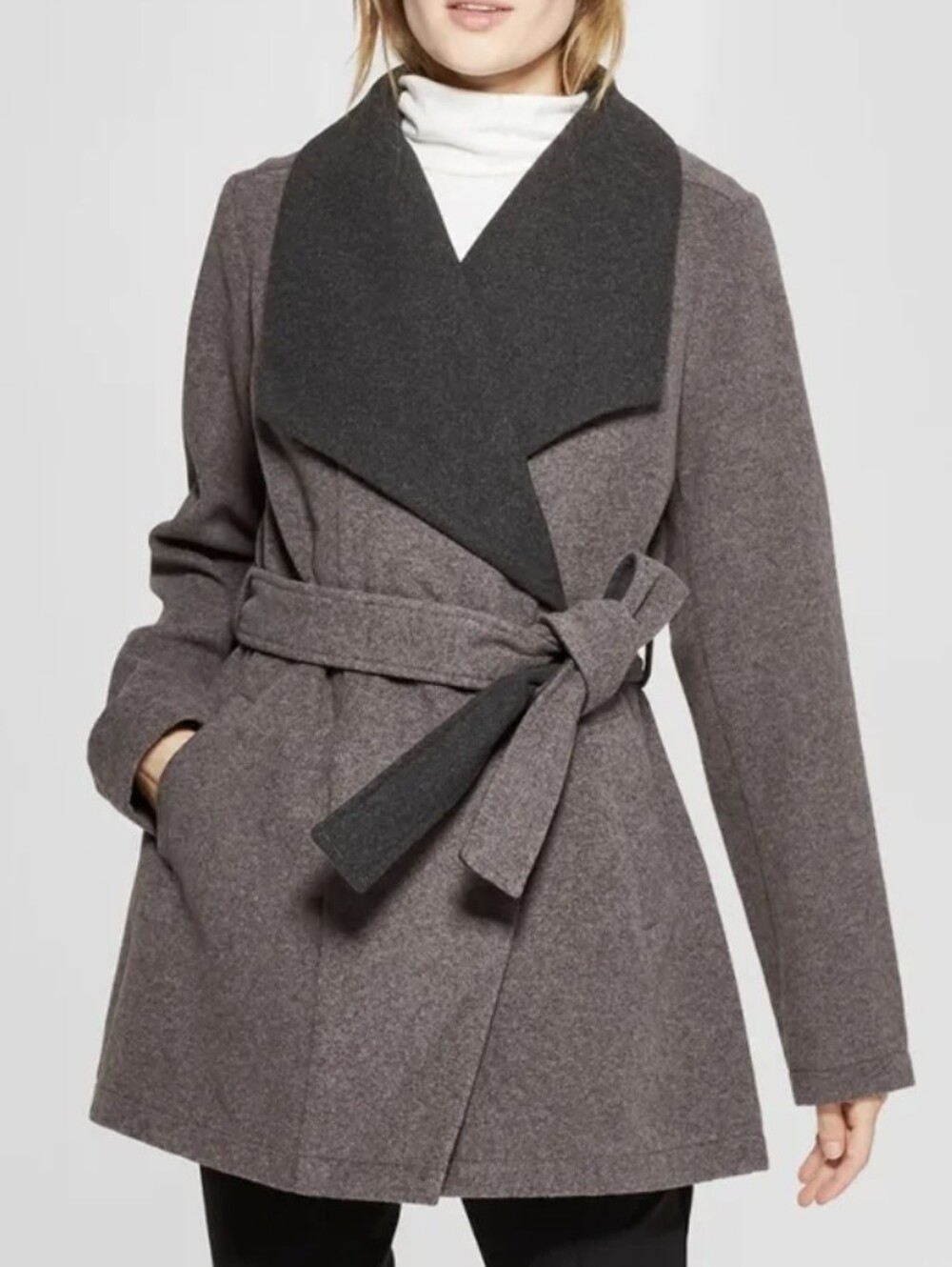 a new day Two-Tone Gray Wrap Coat